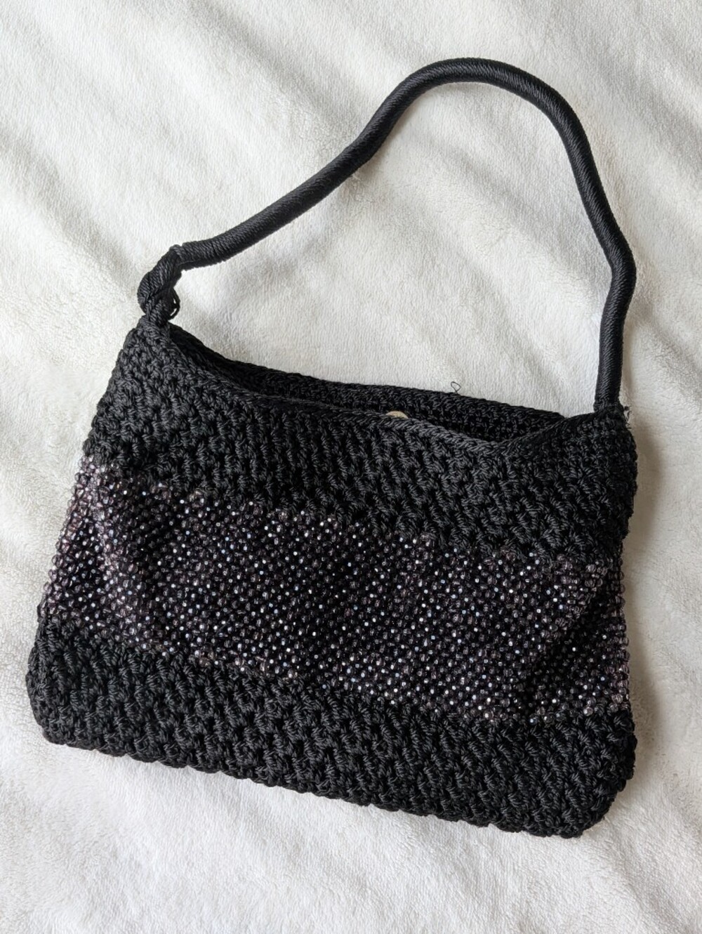 Vintage Silver Blue Crochet Style Purse